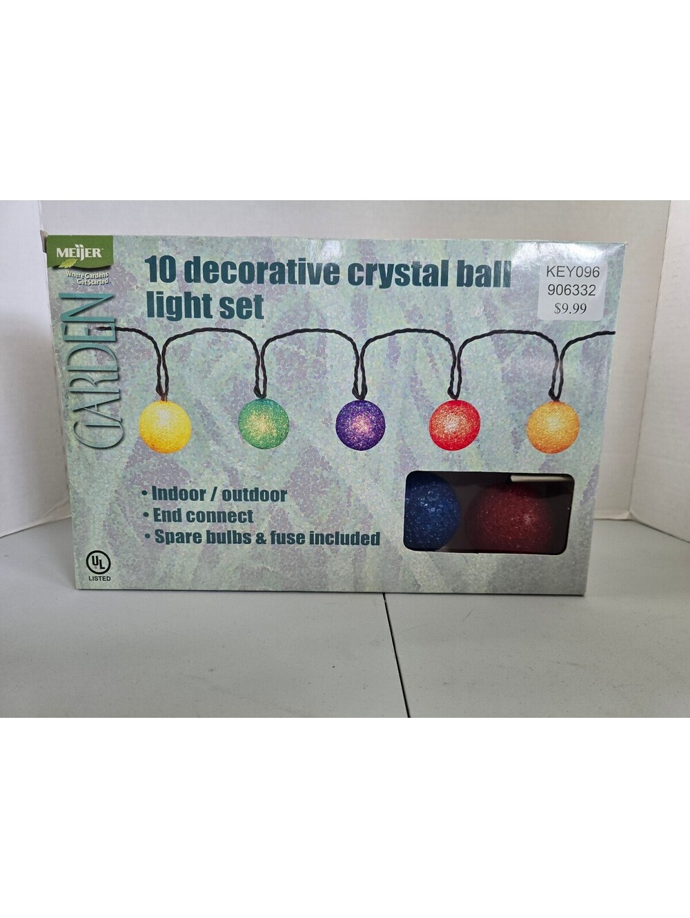 Vtg New 10 Decorative Holiday / Garden Crystal 2.5" Ball Light Set In/Outdoor